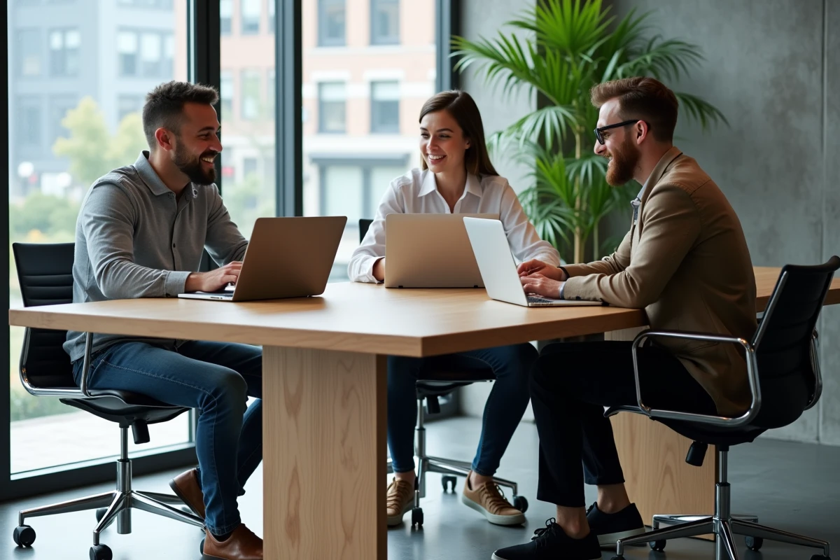 Groupe de professionnels IT collaborant autour d