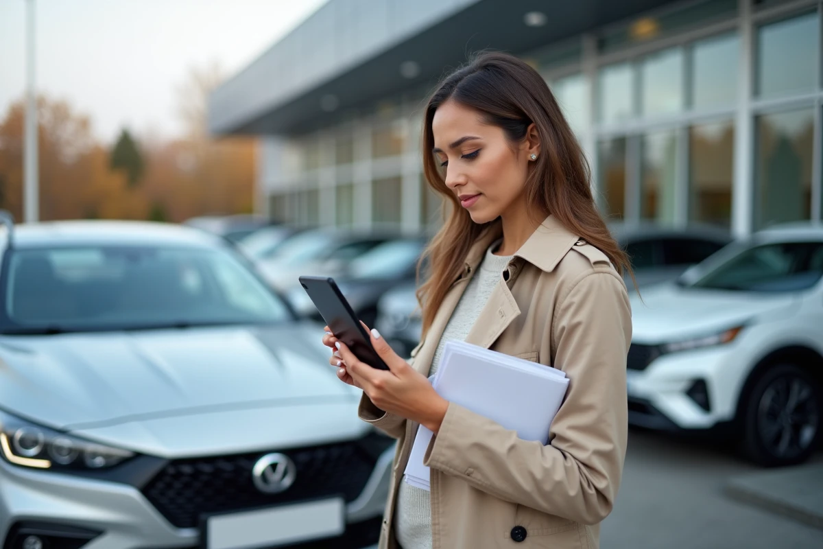 Femme vérifiant son smartphone près d