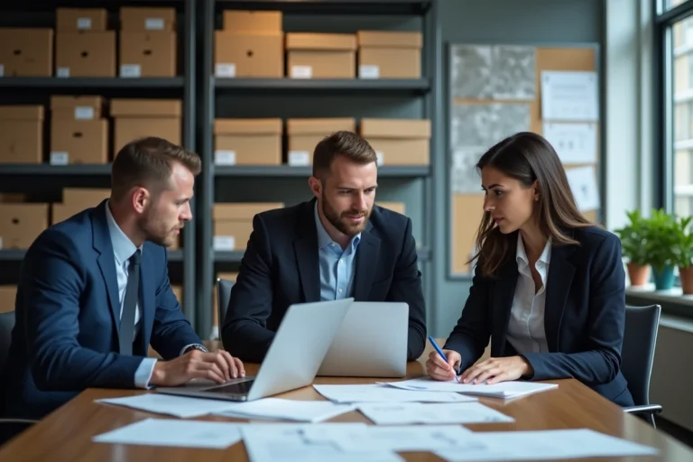 Groupe de professionnels en réunion dans un bureau moderne