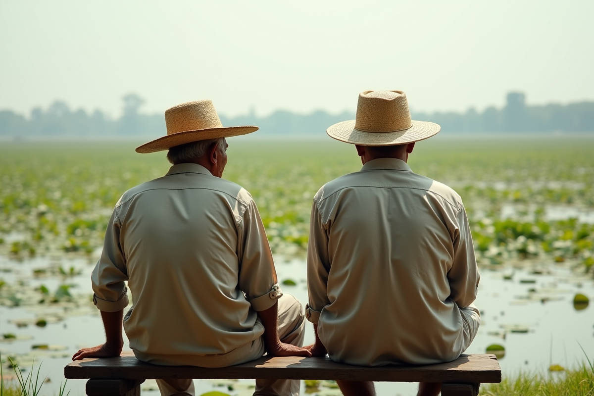 Deux hommes âgés dans les marais de Keoladeo en Inde