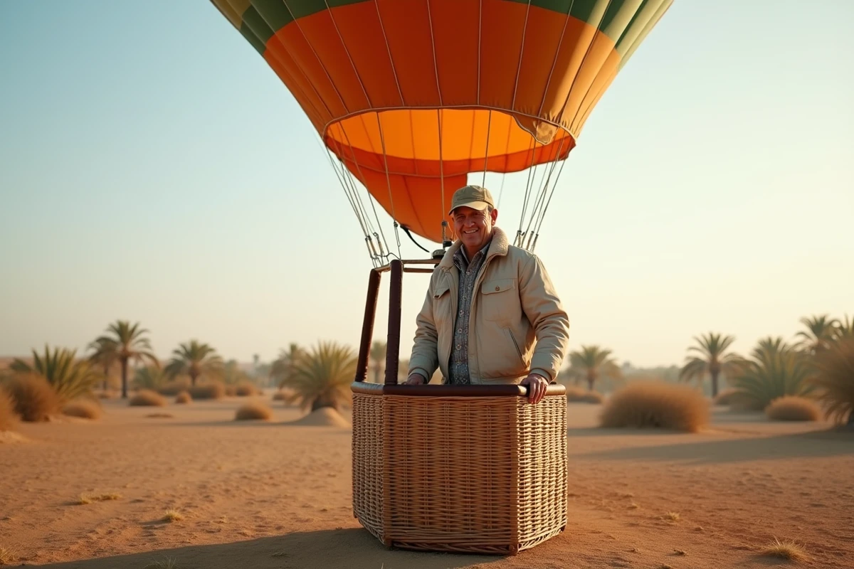 Pilote de ballon dans la campagne près de Nefta